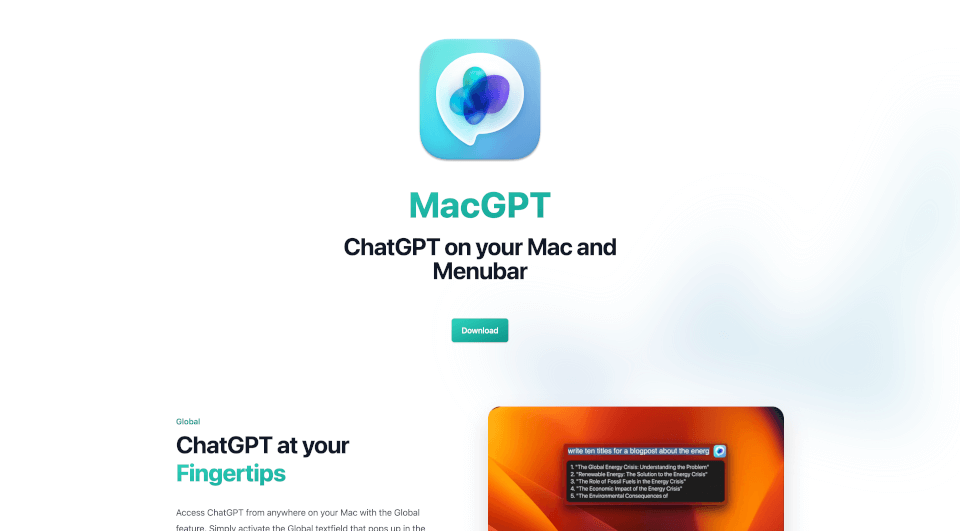 MacGPT - ChatGPT in your menubar