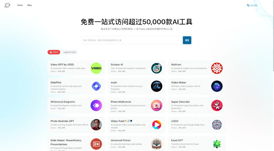 Theee.ai: Access Over 50,000 GPTs Tools Powered by GPT4o for Free
