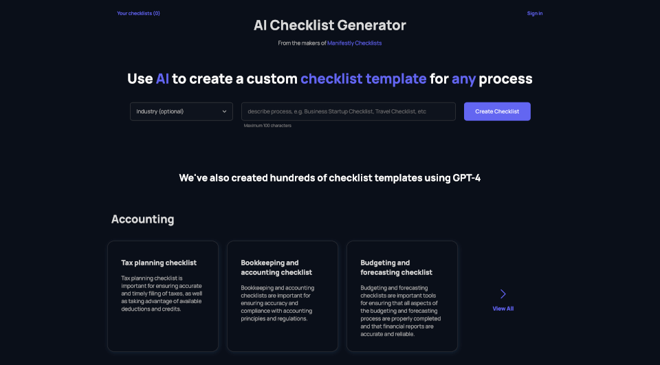 Checklist Generator
