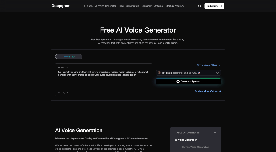 Deepgram AI Voice Generator