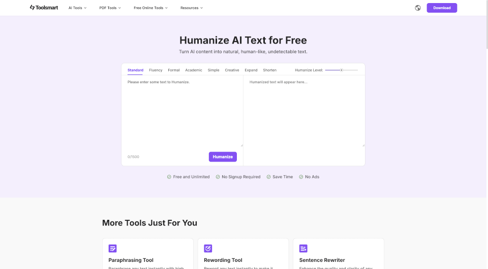 Toolsmart Free Humanize AI