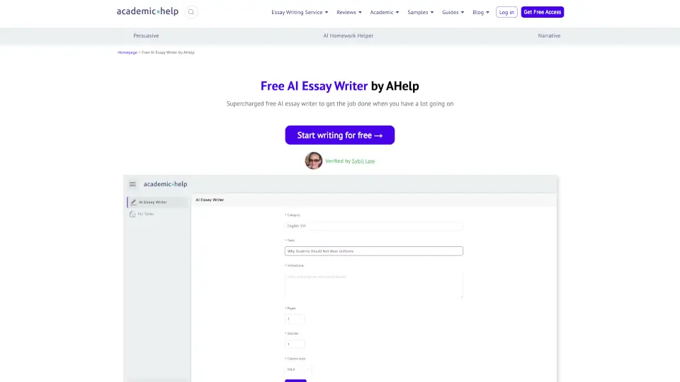 Free AI Essay Writer
