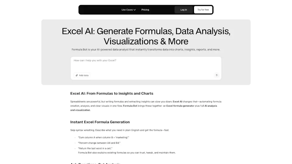Excel Formula Bot