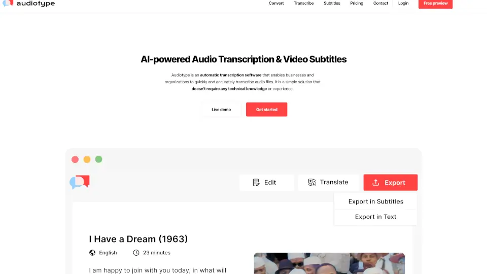 Audiotype - Audio Transcription and Video Subtitles