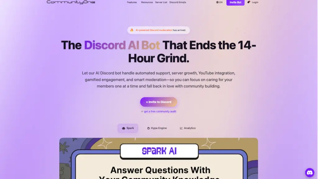 CommunityOne Discord AI Bot & Discord Analytics