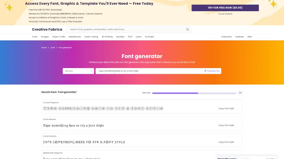 Creative Fabrica Font Generator