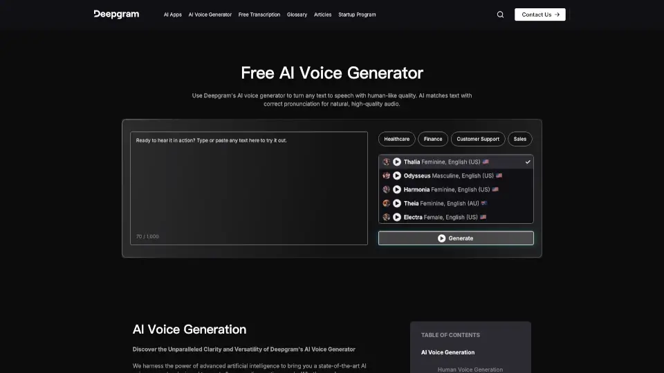 Deepgram AI Voice Generator
