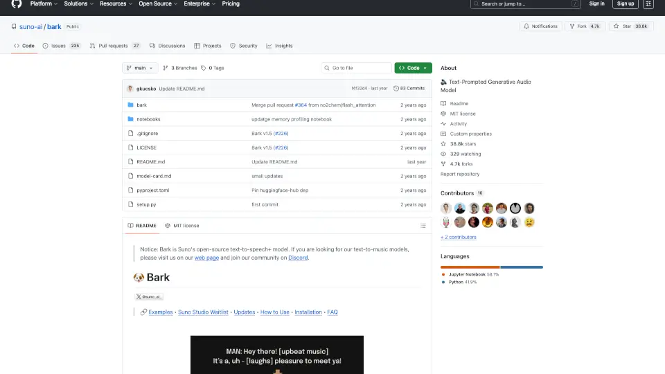 Suno AI Bark