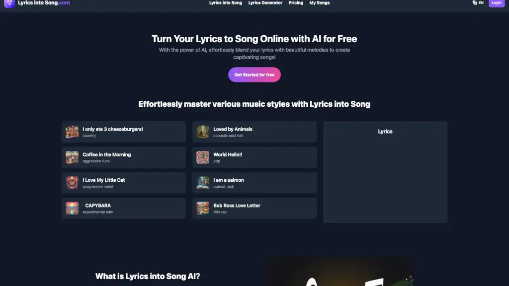 Lyrics Into Song AI