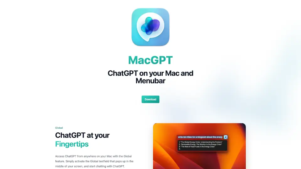 MacGPT - ChatGPT in your menubar