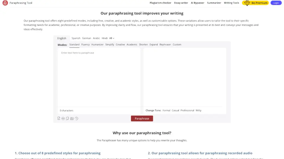 Paraphrasing Tool AI