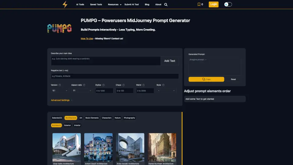 PUMPG - Powerusers MidJourney Prompt Generator