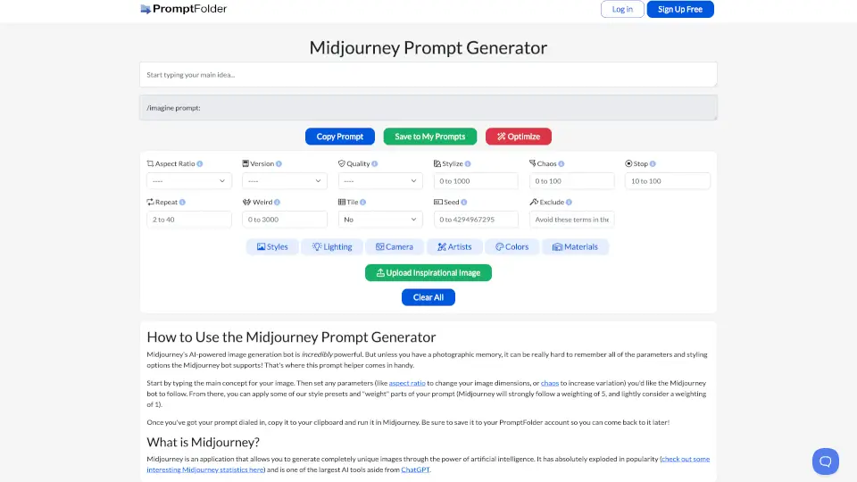 MidJourney Prompt Helper