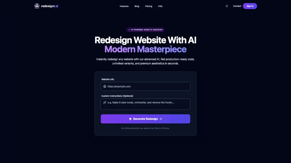 Redesignr Ai - landing page builder and website redesign