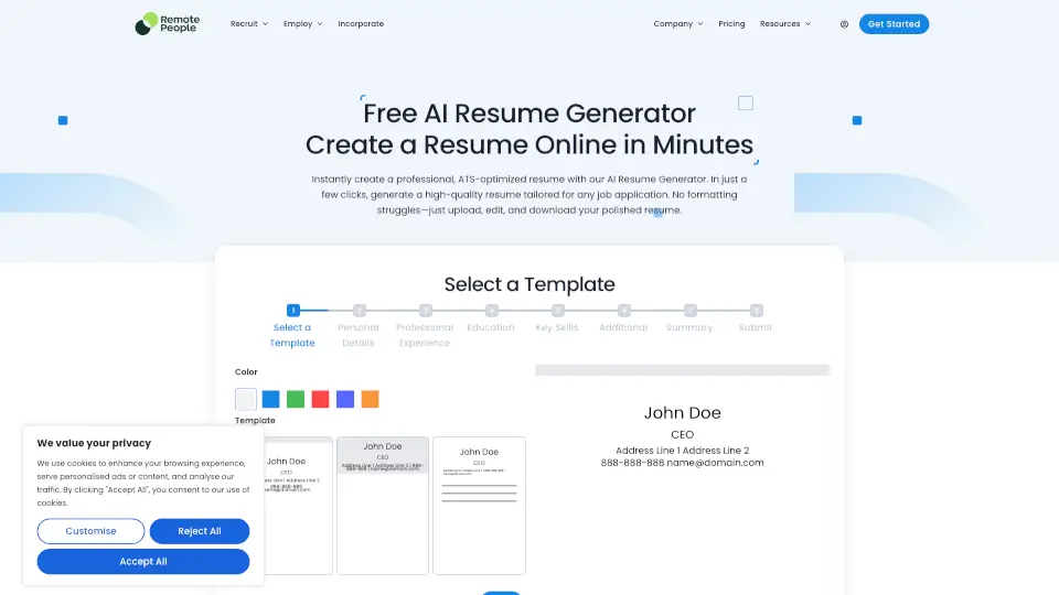 Free AI Resume Generator