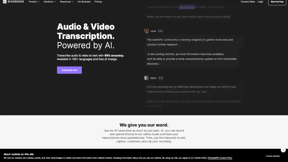AI Transcription by Riverside