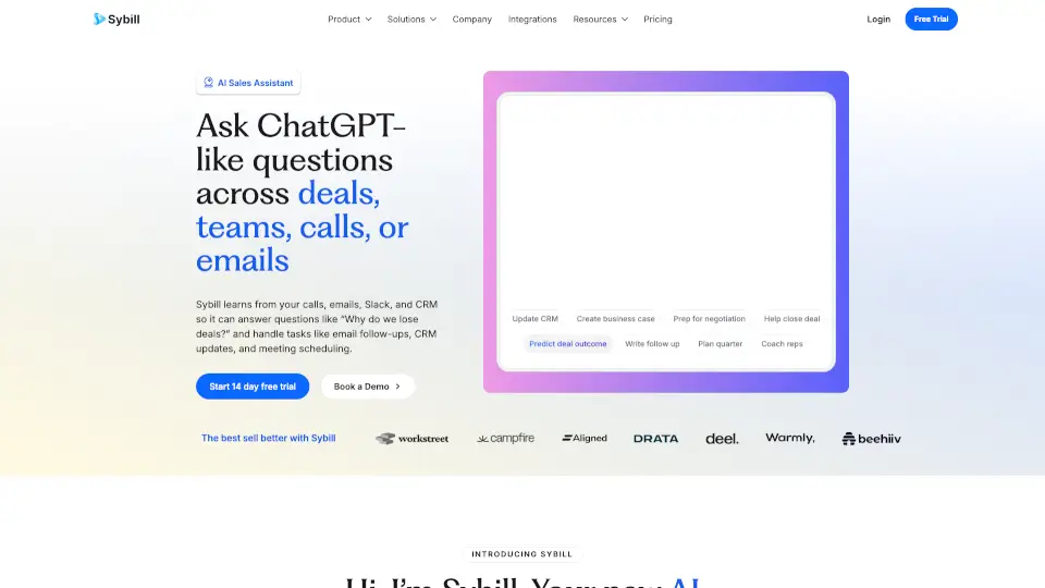 Sybill: The AI Personal Assistant for Sales Teams