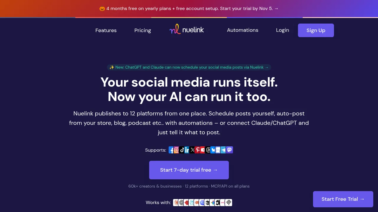 Nuelink - Social Media Scheduling and Automation Tool