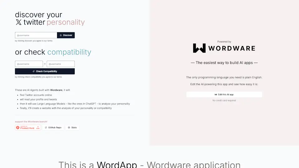Twitter Personality - AI Agent by Wordware