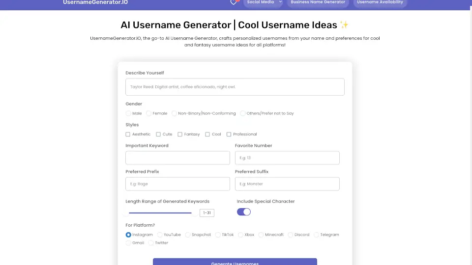 UsernameGenerator.IO