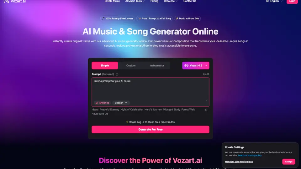 Vozart AI Music & Lyrics Generator